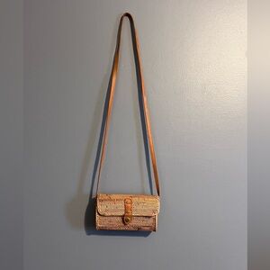 Street Level Woven Crossbody Bag with Leather Strap